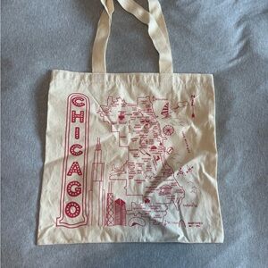 Chicago Map Canvas Tote Bag with Red Print